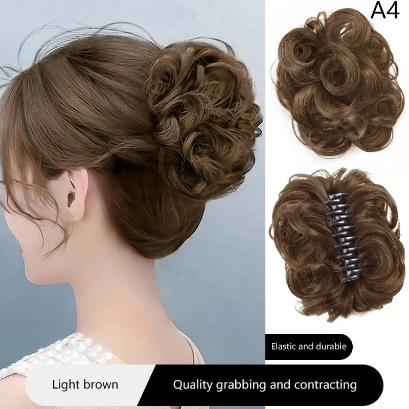 Messy Curly Synthetic Hair Bun Clip-In Hairpiece for Women Clip-In Hair Bun Oasis Select A4