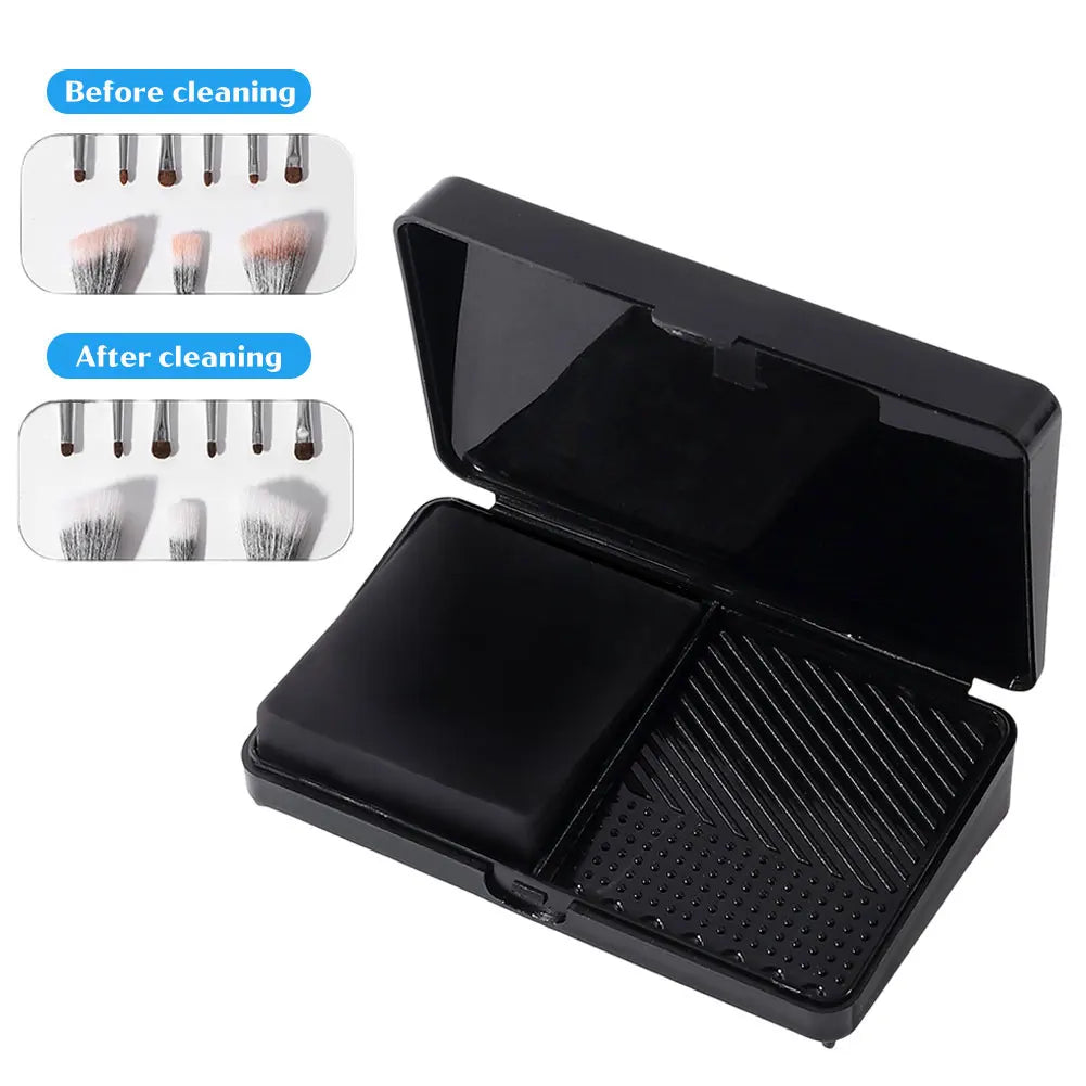 Mini Makeup Brush Washboard Square Effective Brush Scrubber Board Two-compartment space Storage Box Puff Cleaner Oasis Select