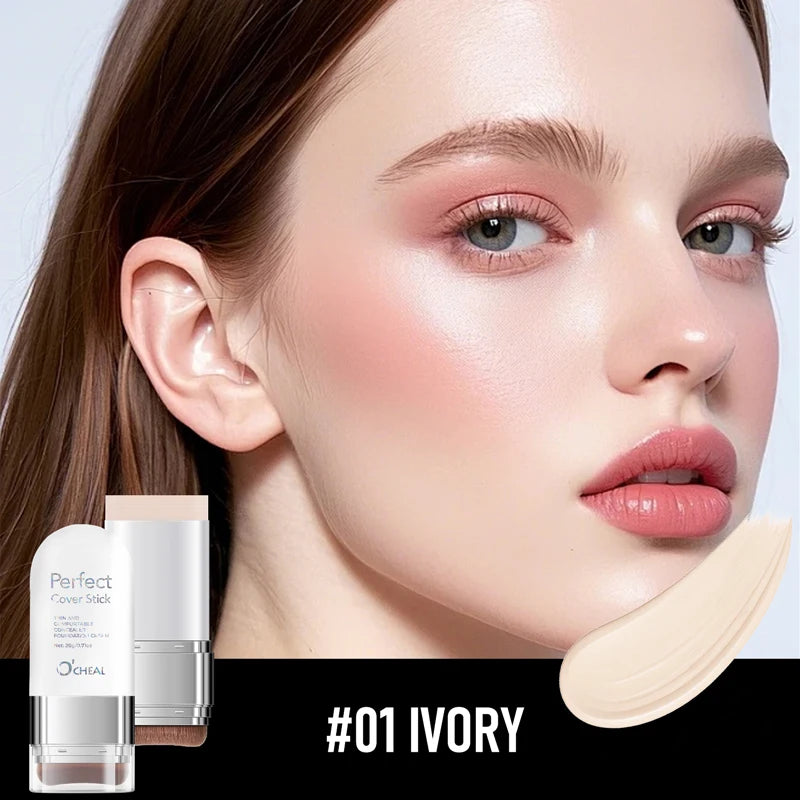 O'CHEAL Perfect Cover Stick Thin And Comfortable Concealer Foundation Cream Stick Instant Natural Waterproof Long-lasting Makeup Oasis Select 01 Ivory 20g