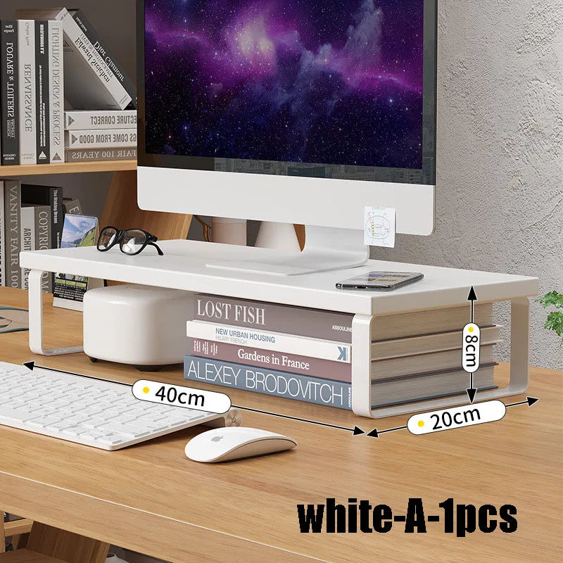 Storage Shelves Organizers Base Lifting Bracket Organizer Storage Rack Computer Table Shelf Multifunction Home Organization Oasis Select white-A-1pcs