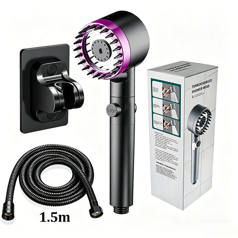 3-Mode High Pressure Filter Shower Head | One-Click Stop