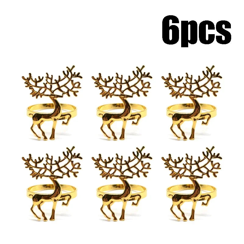 60-Pack Gold Elk Christmas Napkin Rings – Festive Table Decor