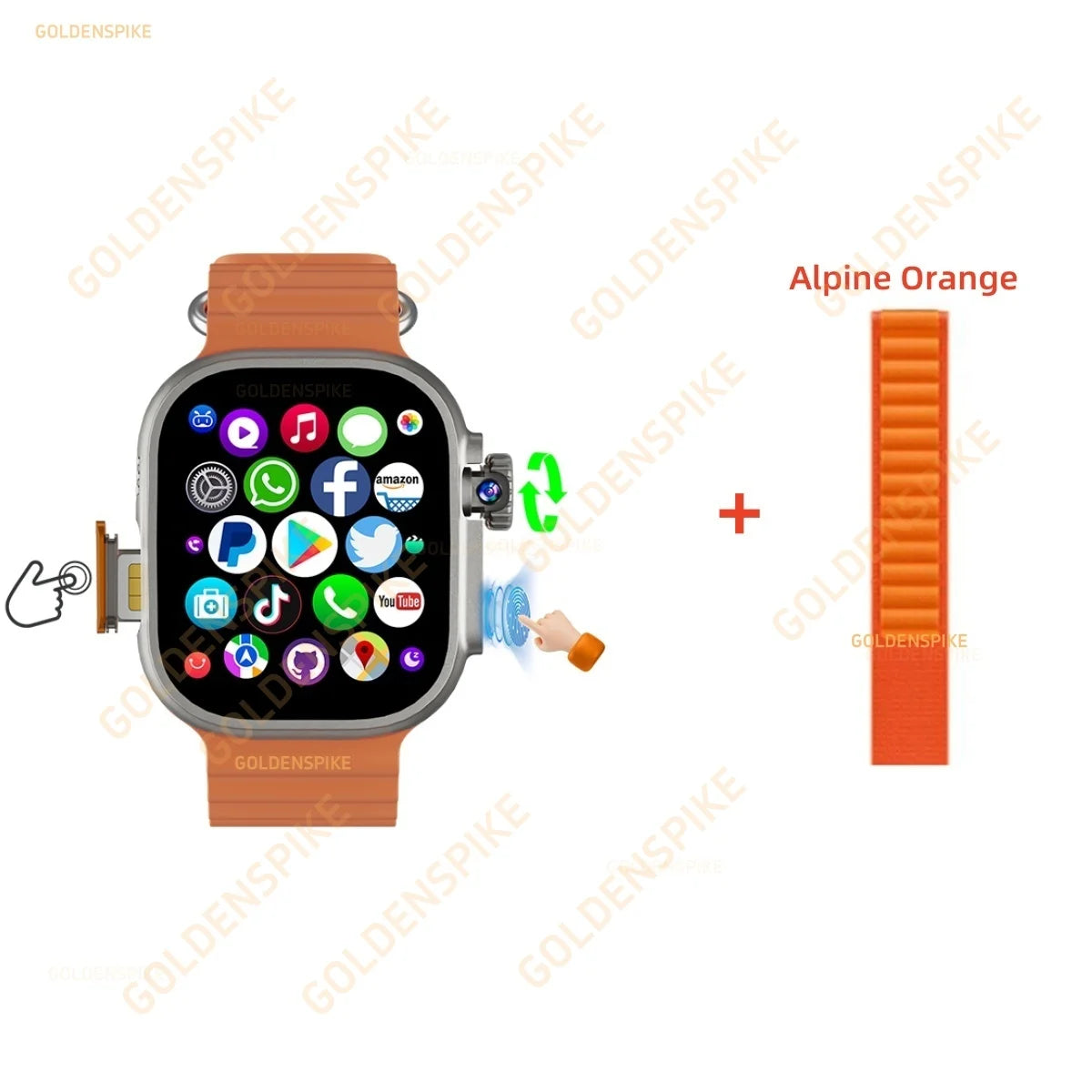 DW100 Pro Ultra 3 Touch ID 4g/5g Smartwatch Better Than CD12 Smartwatch With 128GB Storage Rom Free Download App WIFI GPS Amoled Oasis Select Orange Alpine Orange 32GB 256GB