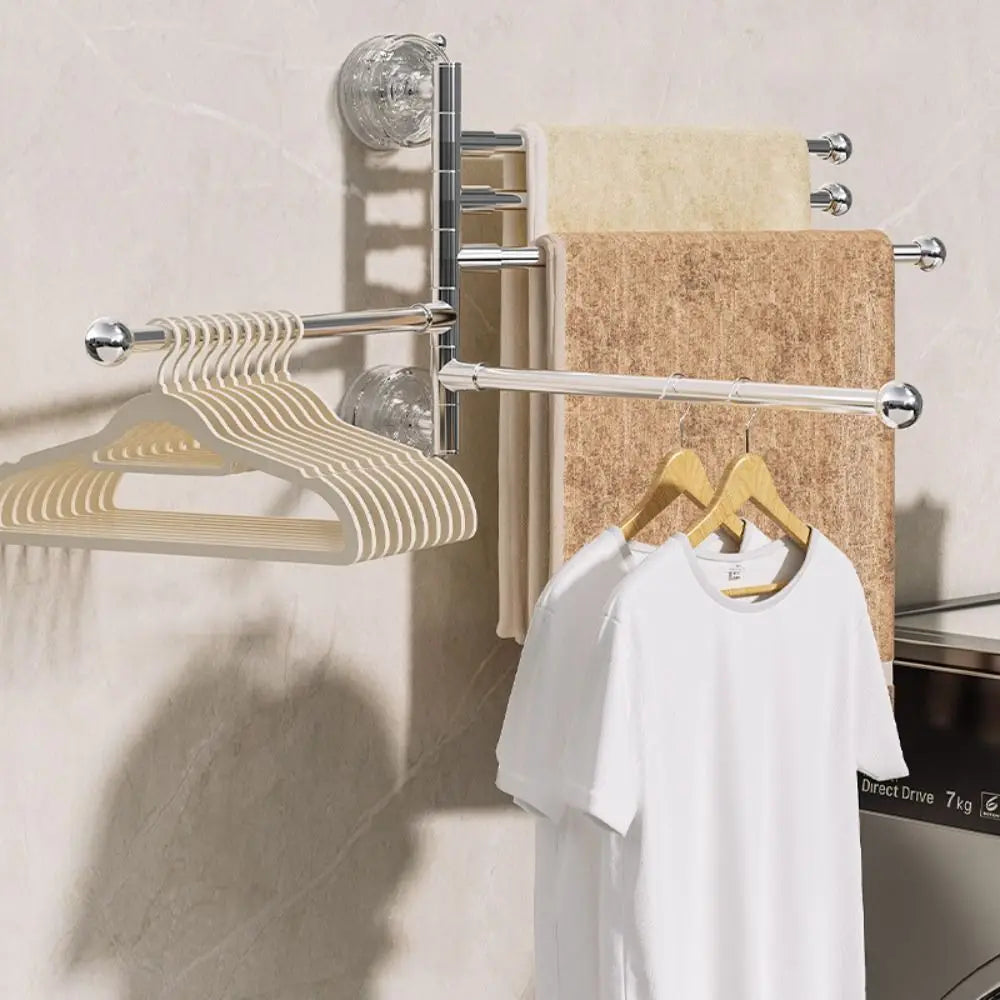 3/4/5 Bar Rotating Suction Cup Towel Rack | Foldable Hanger