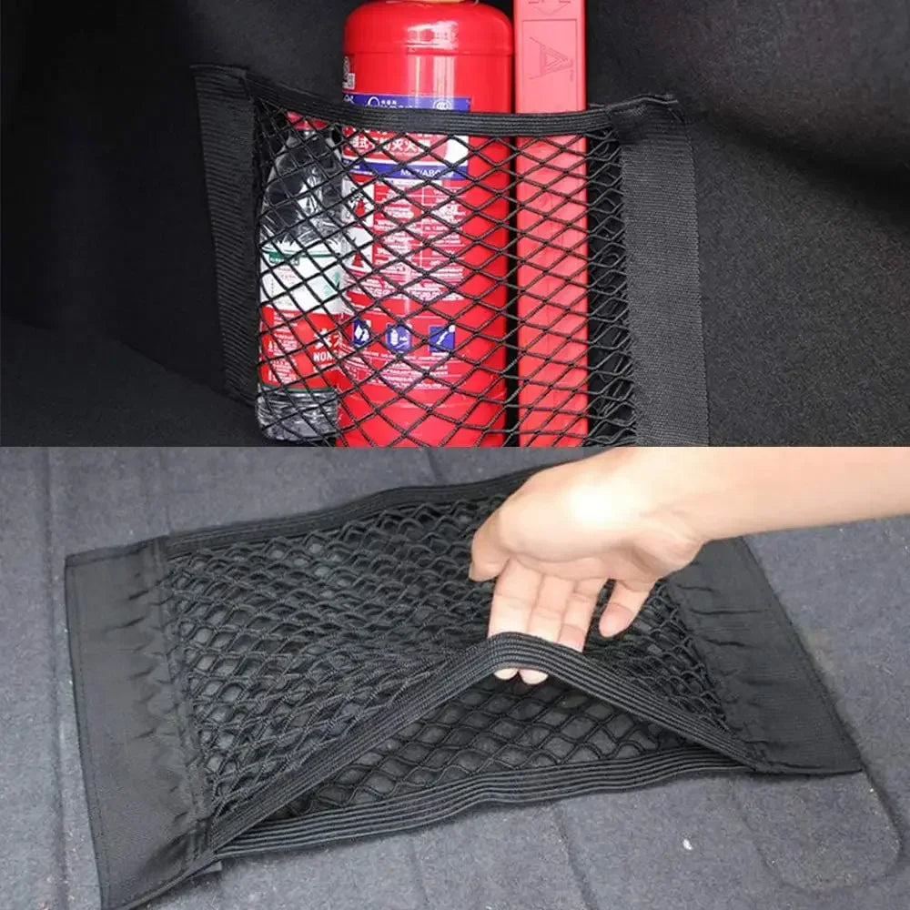 Car Storage Net Stretchable Mesh Pocket Net Magic Elastic Sticker Universal Rear Mesh Trunk Seat Bag Pocket Cage Auto Organizer Oasis Select
