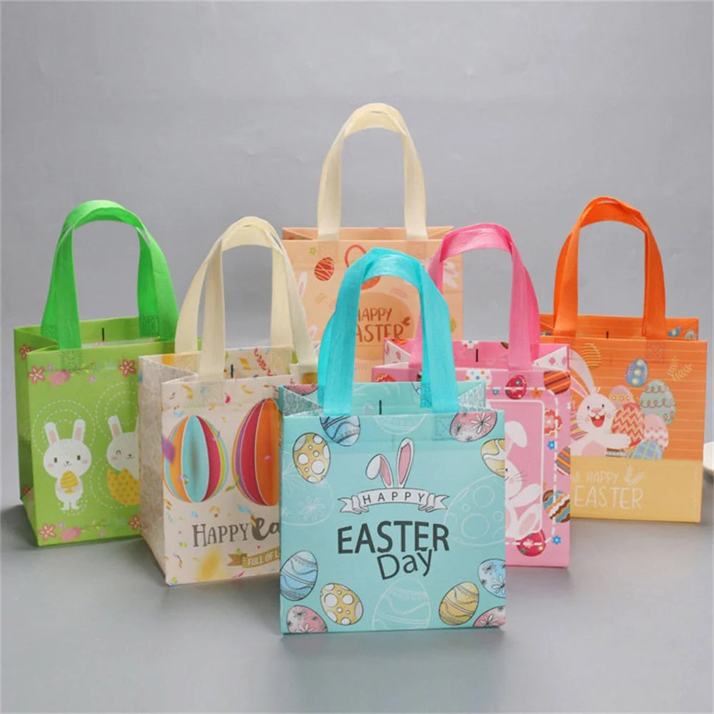 Egg Bunny Easter Gift Tote Bags Laminating Nonwoven Environmental Shopping Bags Large Capacity Dust Moisture-Proof Firm Handbag Oasis Select