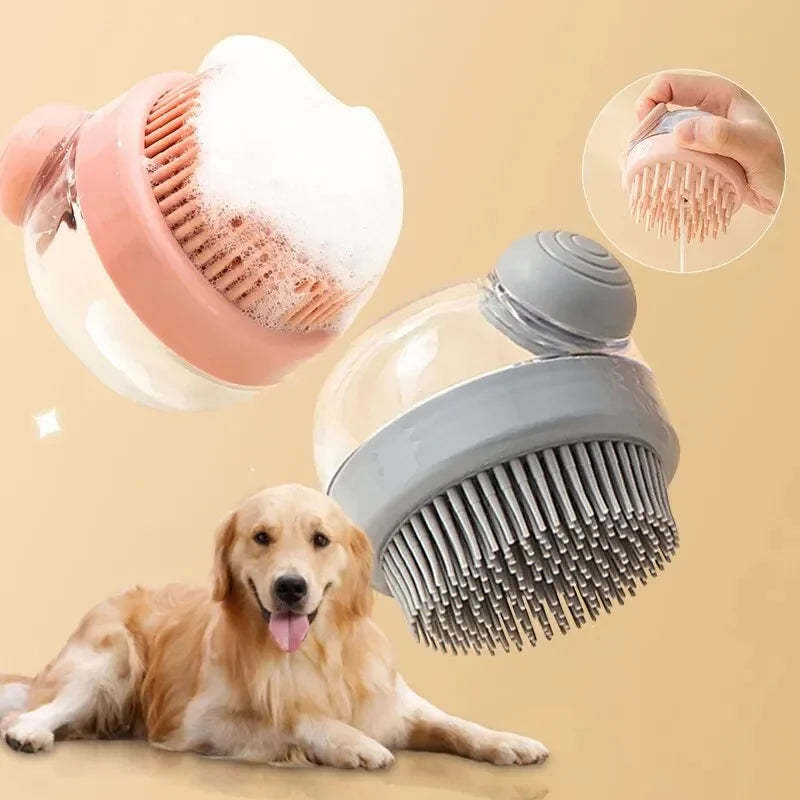 Pet Bath Brush with Shampoo Dispenser | Soft Silicone Pet Grooming Brush Oasis Select