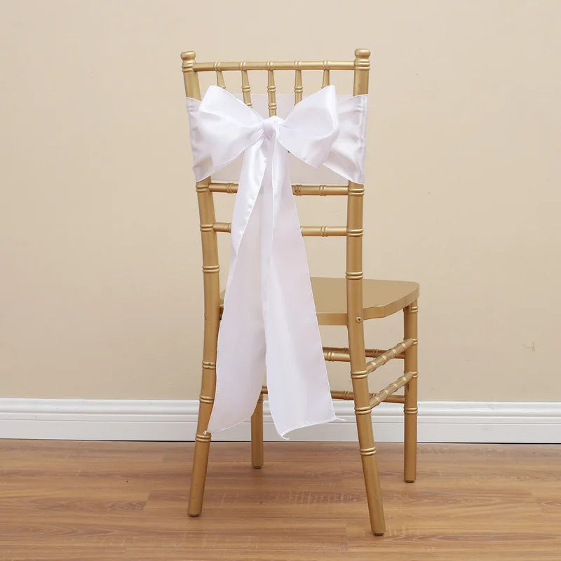 17 x 275 cm Chair Cover Bow Chair Sash Chair Ribbon for Wedding Party Event Banquet Chair Decoration Oasis Select White