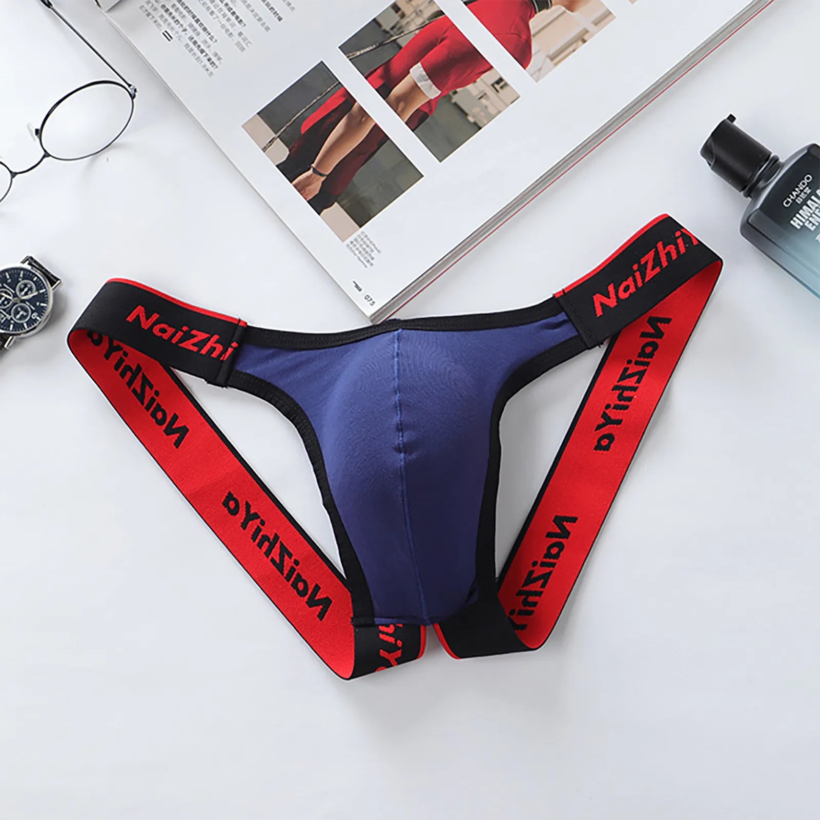 Men Sexy Gay Thongs Polyester Cueca Hombre Jockstrap Men Erotic Open Back Underwear Mens Erotic Low Waist Thong T Shape G String Oasis Select Royal Blue M