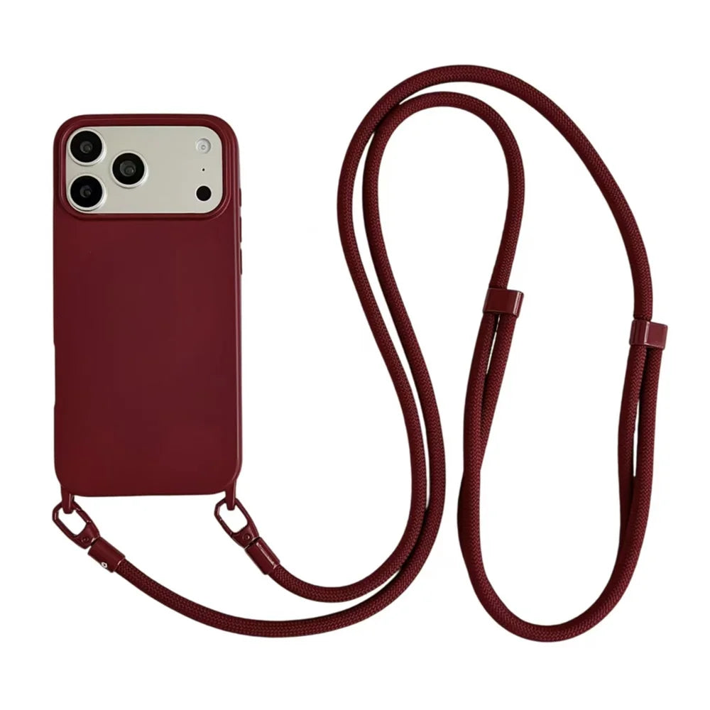 Solid Color Phone Case With Hanging Rope Can Be Slung Diagonally For Iphone 17Promax 17Air 16 Promax 15 14 13 17 Pro Shockproof Oasis Select