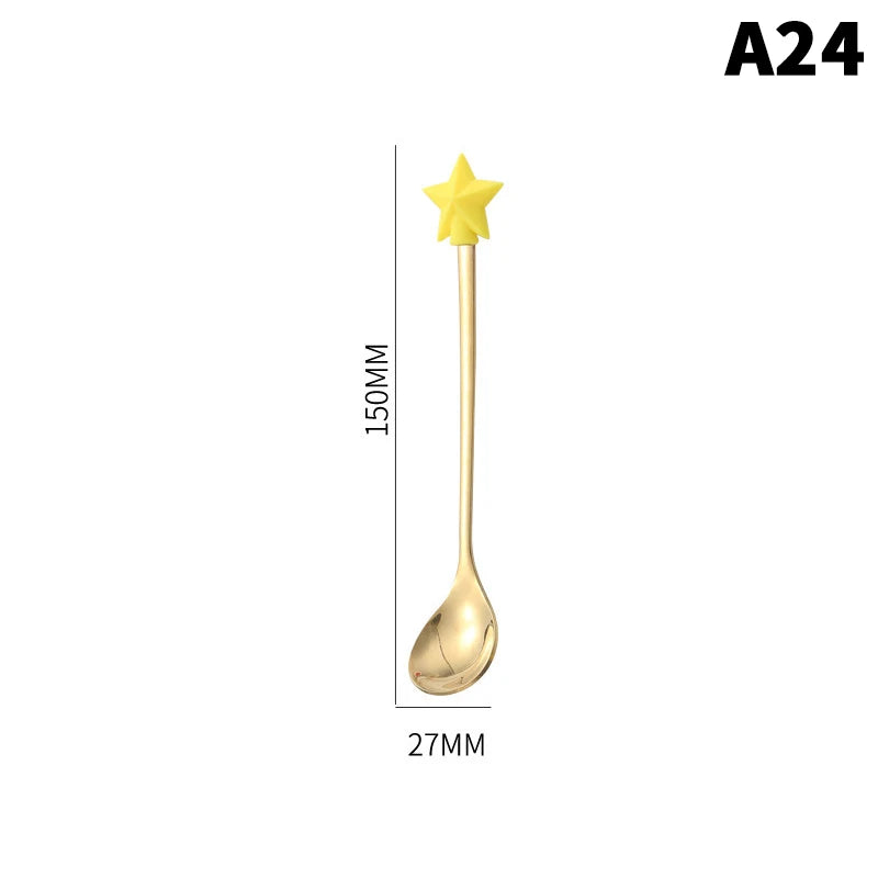 Stainless Steel Christmas Dessert Spoons Cake Forks with Cartoon Christmas Tree Elk Design - Set of 1/2/4/6 - Gift Box Included Oasis Select A24