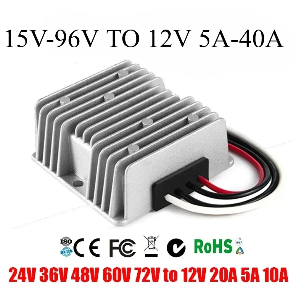 Buck 60V 60V-12V 5A-40A 24V 36V 48V 60V 72V to 12V Voltage Regulator Step-down DC Converter Car Truck Boat Power Supply Oasis Select 48V(30V-60V) 12V 10A