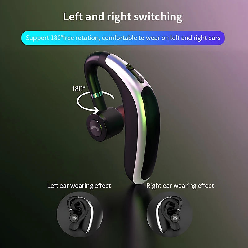 VAORLO Wireless Bluetooth Headset With HD MIC Earphone 180° Rotatio Left/Right Ear Universal For Business Sport Music Driver Car Oasis Select