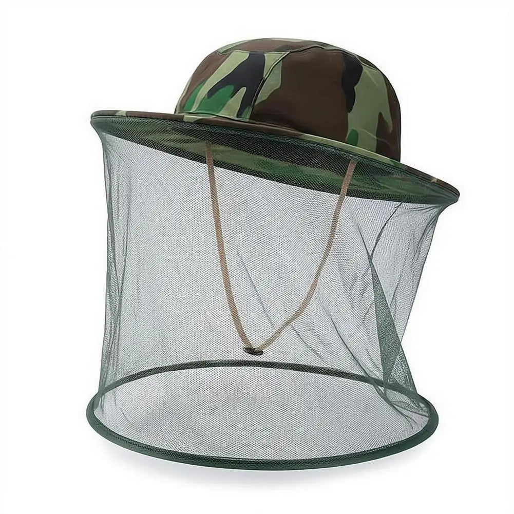 Camouflage Mosquito Head Net Hat – Bug & UV Protection