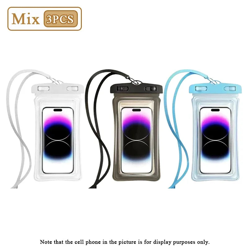 1-20PCS High Transparency Waterproof Phone Pouch with Air Cushion Floating Touch Screen Compatible for Swimming Rafting Beach Oasis Select Mix-3PCS
