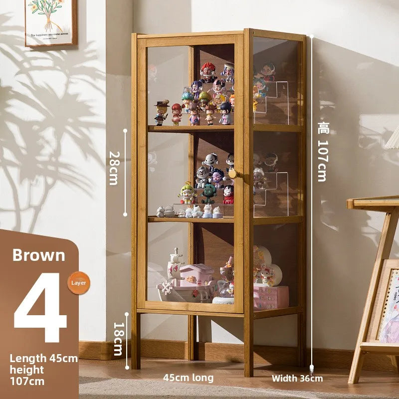 Figure Display Cabinet Household Dustproof Acrylic Transparent Model Toy Display Cabinet Ornament Rack Oasis Select Brown four layers