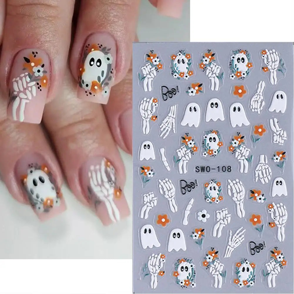 Halloween Nail Stickers – Pumpkin Ghost Skull DIY Decals