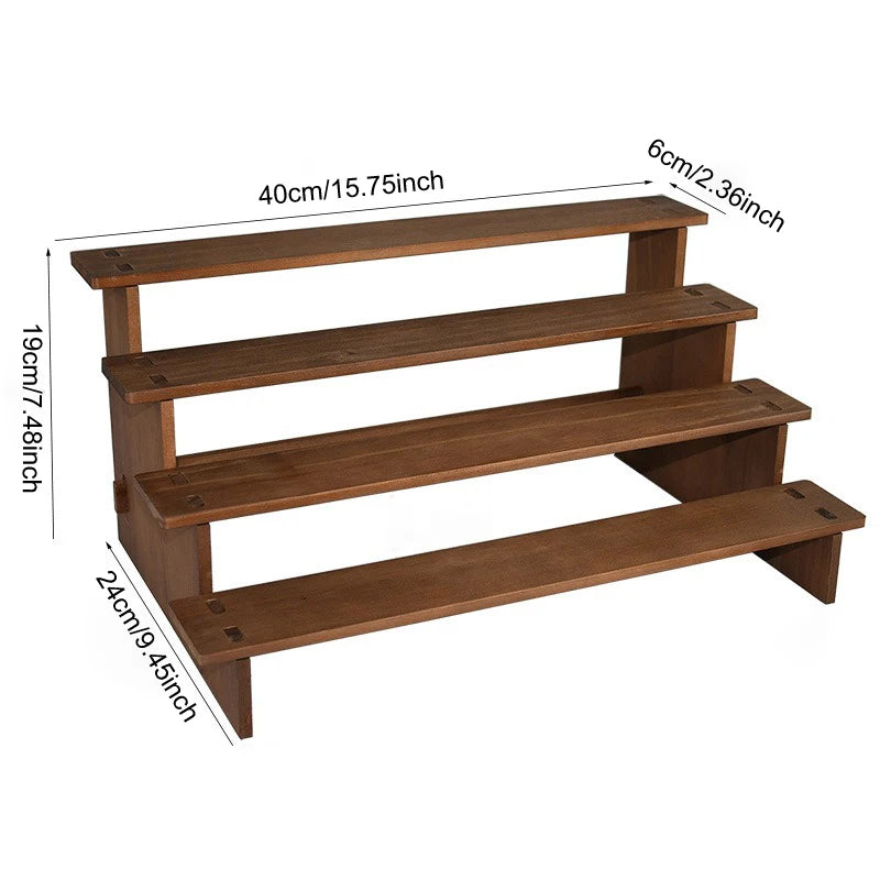 Wooden Multi-Tier Jewelry & Figurine Display Stand | 2–5 Layers