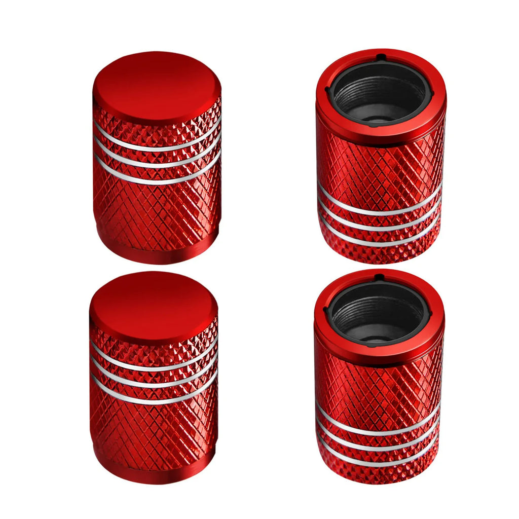 Tire Valve Stem Cap Cover - (4 Pack) Tire Air Caps Metal with Plastic Liner Corrosion Resistant Leak-Proof for Car Motorcycle Oasis Select red 4pcs