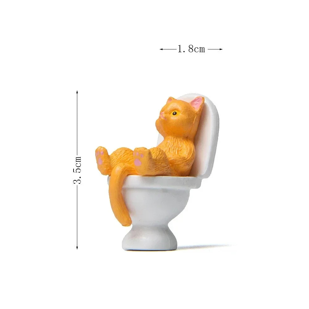 Funny Cat Spiritual Consolation PVC Appearance Toilet Office Mini Animal Cat Party Supplies Miniature Desk Decoration Oasis Select YL-GZ