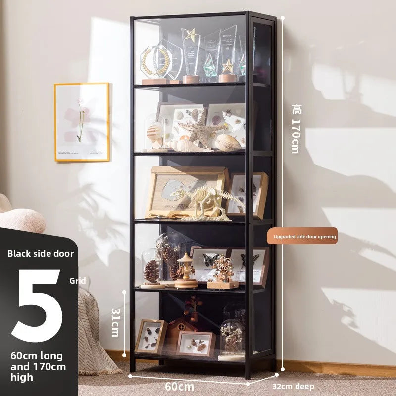Figure Cabinet Transparent Lego Display Cabinet Household Blind Box Ornament Specimen Storage Secondary Yuan Pain Cabinet Oasis Select Black five doors 60