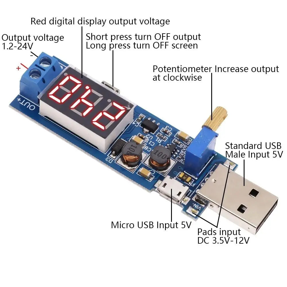 LED Voltmeter Digital Display Boost Buck Converter Power Supply Modul Voltage Regulator Power Module Voltage Stabilizing Module Oasis Select