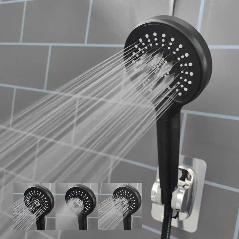 New Excellent Super Boost Black 3 Modes SPA Shower Head Water Saving Rainfall Anion Filter Big Flow Shower Bathroom Accessories Oasis Select Black Shower
