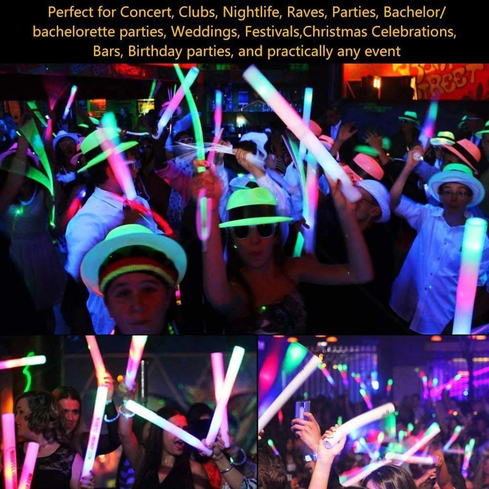 10-Pack LED RGB Glow Foam Sticks – Party & Event Supplies LED Party Glow Sticks Oasis Select