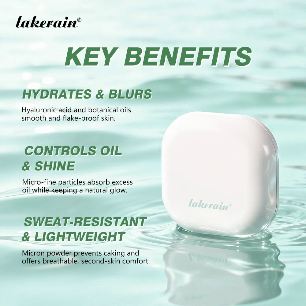 Lakerain Blurring Oil Control Powder Smooth Matte Finish Sweat Humidity Resistant Leak-Proof Design Blurring Hydrating Powder Oasis Select