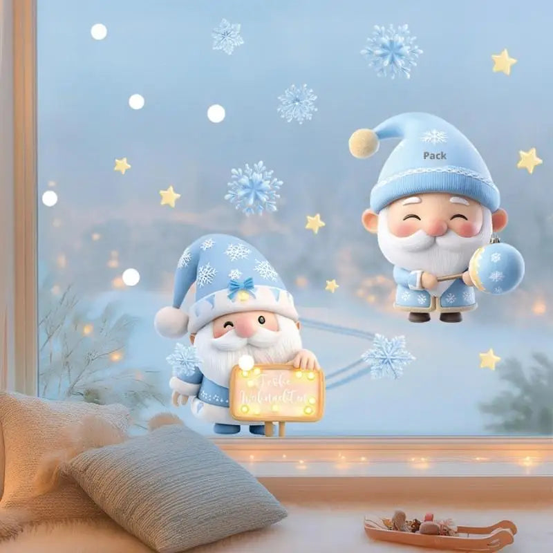 Christmas Window Static Clings – Snowman, Santa & Snowflake