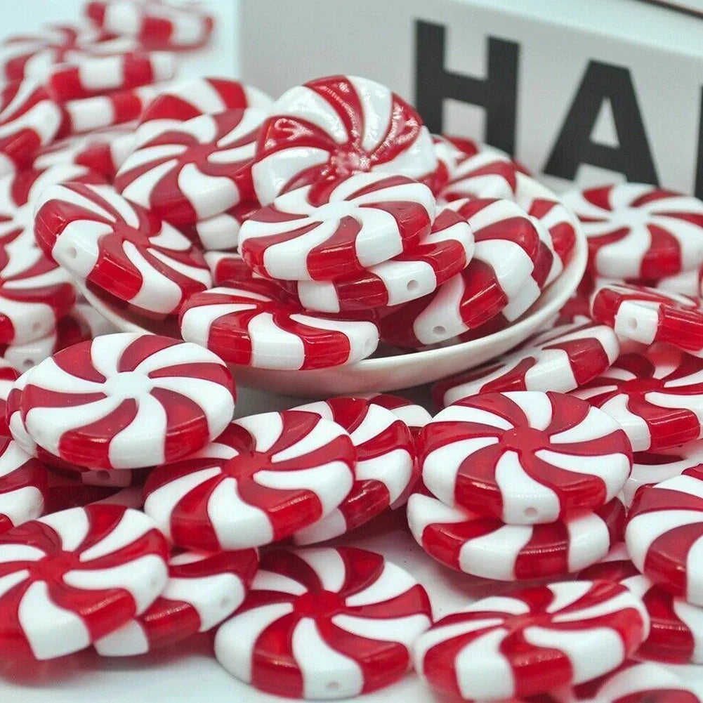 Xmas Candy Ornament Xmas Candy Pendant Red White 24*6mm Party Decoration Pendant Christmas Hanging Ornament Home Oasis Select