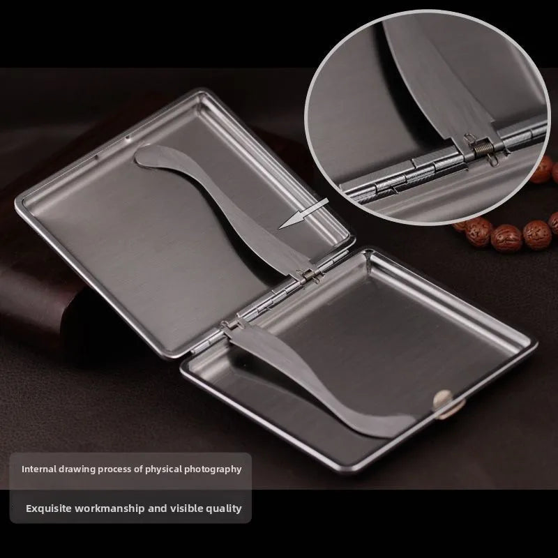 Cowhide Cigarette Box Thick Cigarette Side-flip Ultra-thin Handcrafted Top Layer Classic Men's Retro 20-pack Cigarette Box Oasis Select