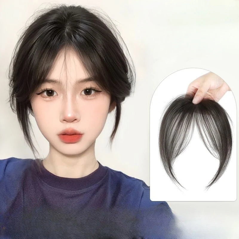 Middle Part Fake Bangs Fringe Synthetic Topper Hairpiece Clip-In Bang Extension Natural Invisible Clourse Hairpiece Women Oasis Select