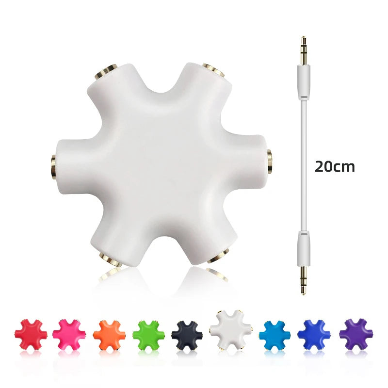 3.5mm Audio Splitter 1 Male to 5 Female Headphone Jack Adapter