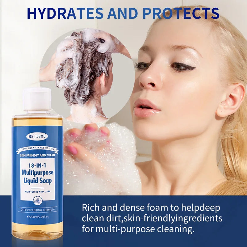 200ml 18-in-1 Multipurpose Liquid Soap Rich Foam Cleaning Care for Your Hair, Clothes, Pet and Other Dirty Things Oasis Select