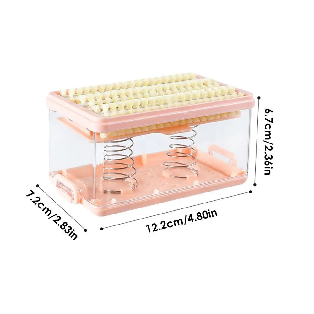 Soapbar Case Soapbar Drainer Dishes Holder Transparent Soapbar Storage Laundry Soapbar Case With Lid & Roller Foaming Brush Oasis Select Pink