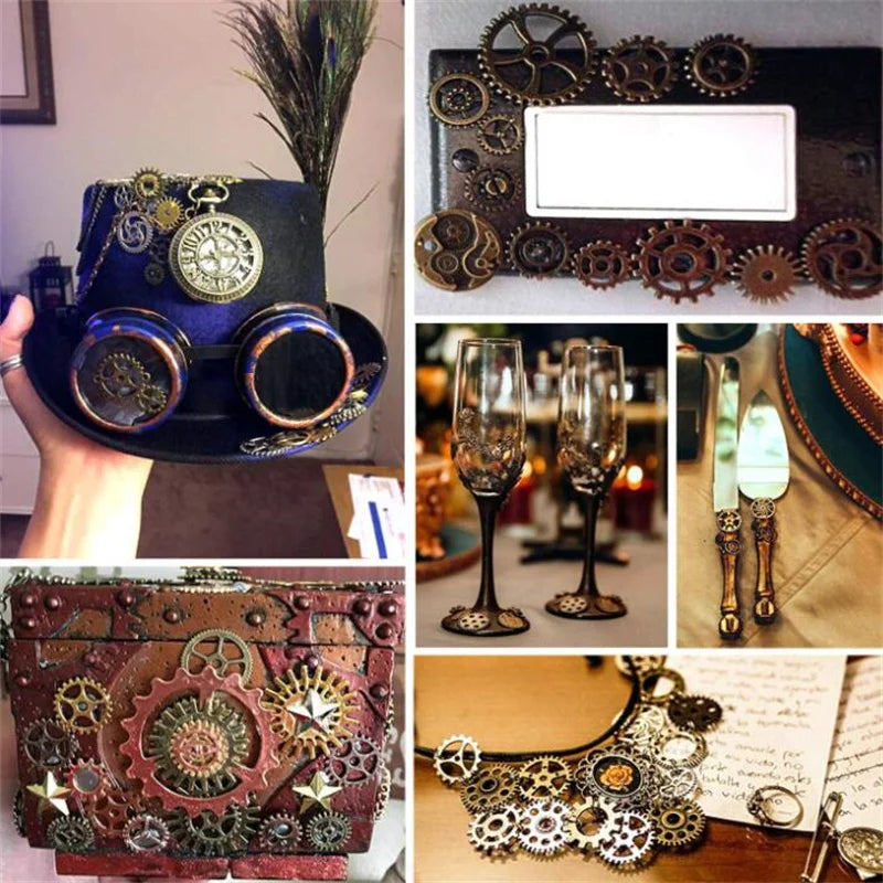 50g Antique Steampunk Gear Accessories Decor DIY Metal Pendants Charms for DIY Necklace Bracelet Crafting Jewelry Making Decor Oasis Select