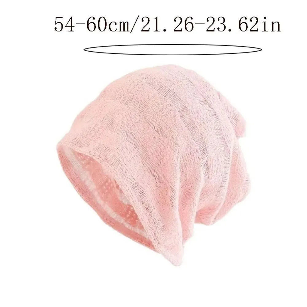 Fashion Korean Style Pullover Hat Thin Breathable Beanies Hat Hollow Design Pullover Style Sunscreen Cap Spring Summer Oasis Select