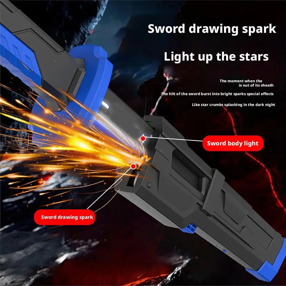 Colorful Streamer Glowing Sword Toys with Spark & Smoke Effect Light Sword Kids Adult Toys Holiday props sword Decompression Toy Oasis Select