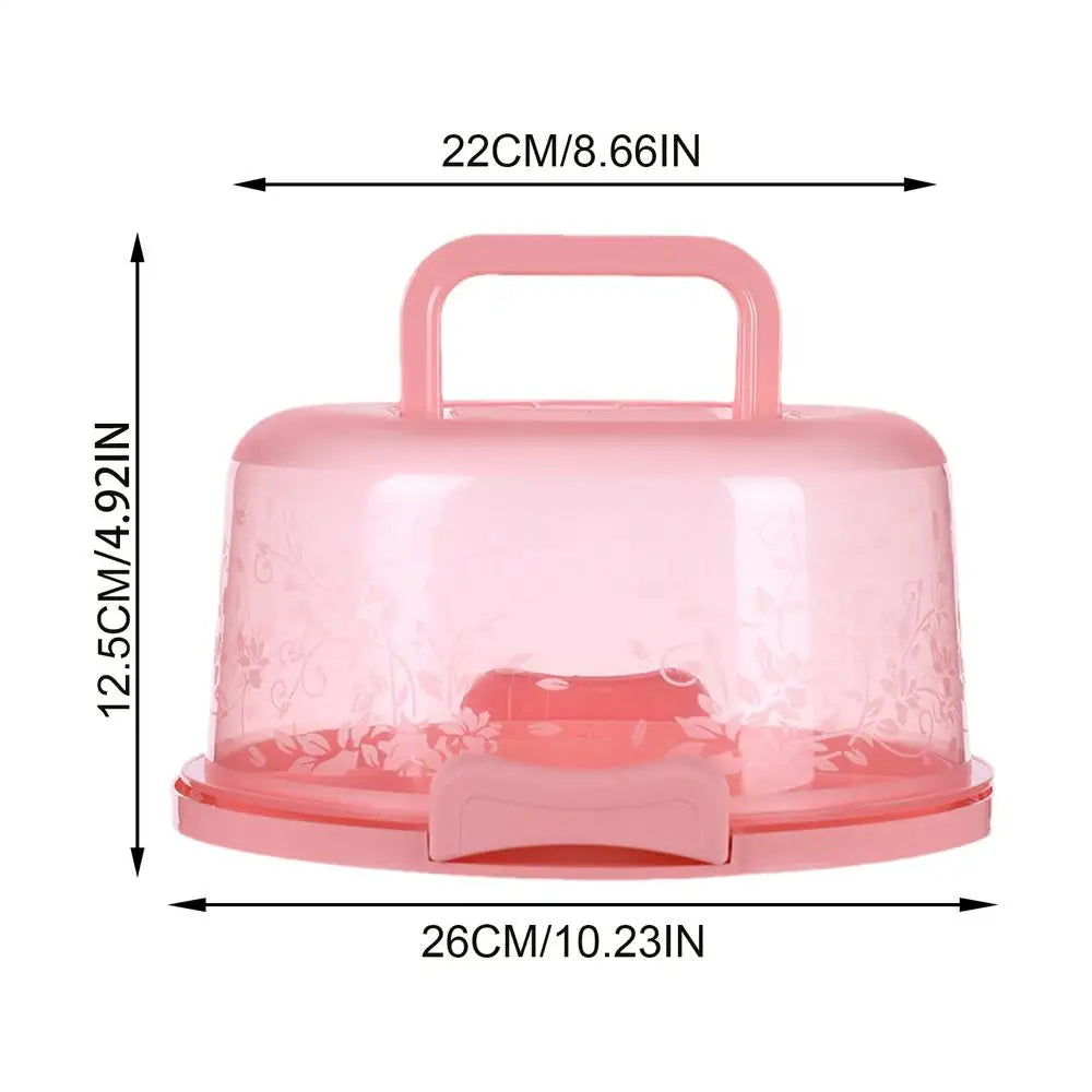 Cake Carrier With Lid And Handle Portable Cake Box with Handle Dust-proof Baking Pastry Storage Box Transportation Cake Rack Oasis Select Pink