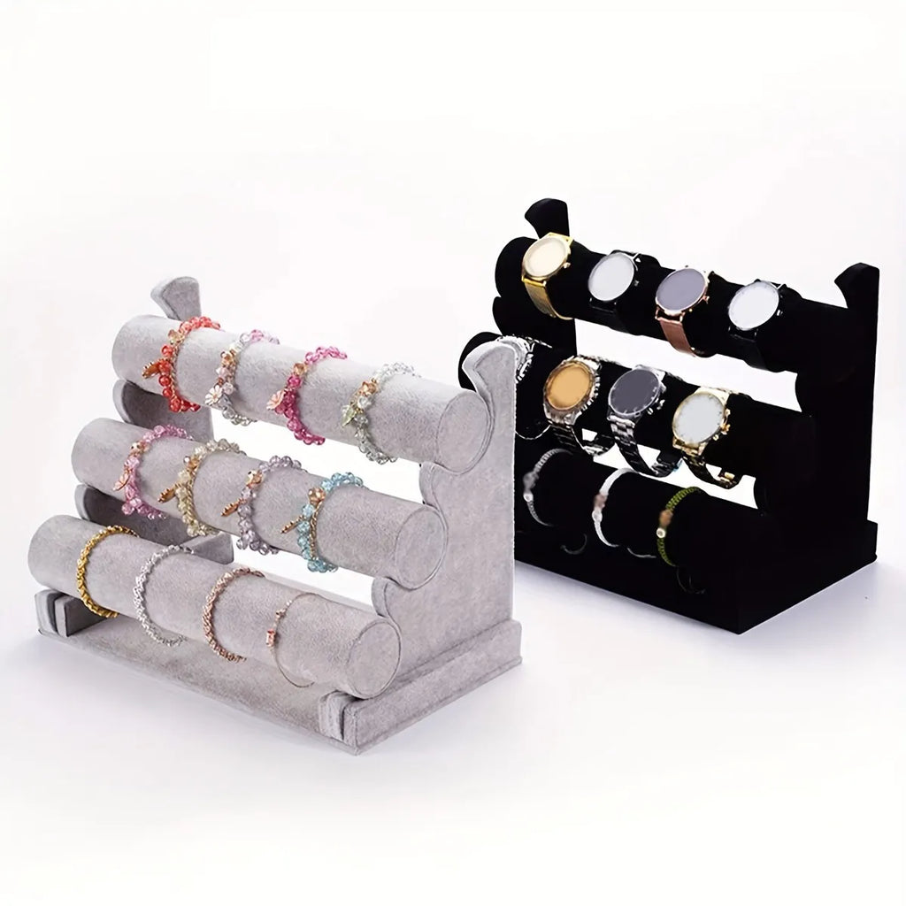 Bracelet display rack, 2-layer 3-layer bracelet storage rack, velvet jewelry rack, suitable for necklaces, headbands, watches Oasis Select