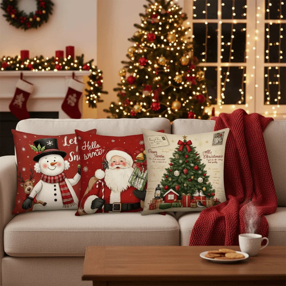 Christmas Cushion Cover 45x45cm – Tree & Snowflake Design