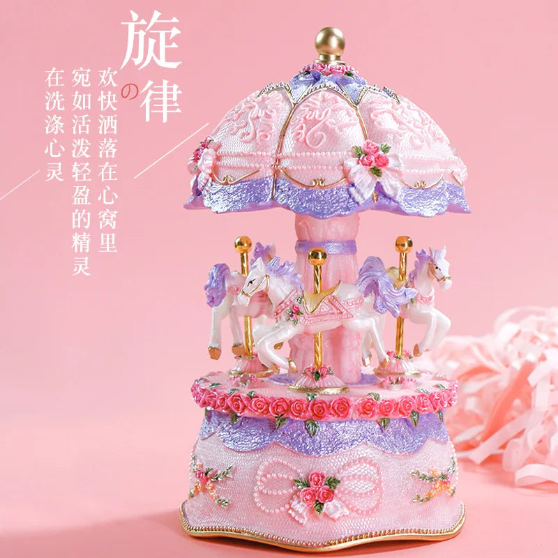 Music Box Carousel Crystal Ball Music Box Children's Birthday Gift for Girls Girlfriends Birthday Gift Music Box Oasis Select Purple