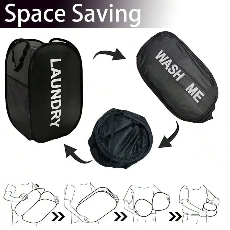 Portable Mesh Pop Up Laundry Hamper Wide Opening Breathable Collapsible Space-Saving Laundry Basket Dorm Travel Bathroom Items Oasis Select