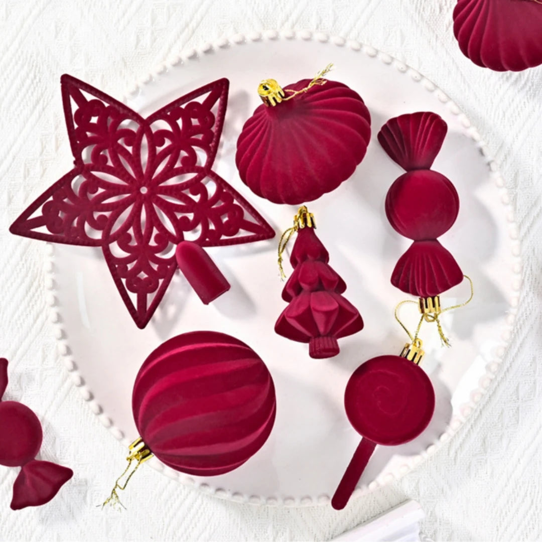 24-Pack Flocked Velvet Christmas Ball Ornaments | Tree Decor