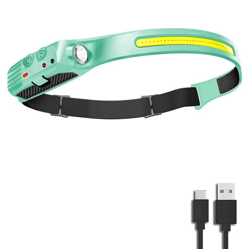 KDULIT 1~20Pack LED Sensor Headlamp Built-in Battery USB Rechargeable Waterproof Head Torch Outdoor Camping Fishing Headlight Oasis Select T327-B