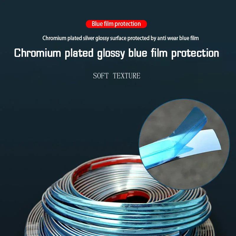 6mm*5m Exterior Car Chrome Body Strip Bumper Auto Door Protective Sticker Moulding Styling Trim Sticker Car Decoration Strip Oasis Select