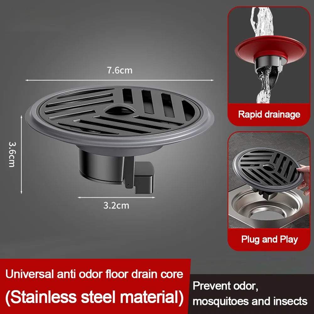 Stainless Steel Shower Floor Drain with Grid Grate Cover Anti-odor Fast Drainage Floor Drain Round Insectproof Oasis Select 3