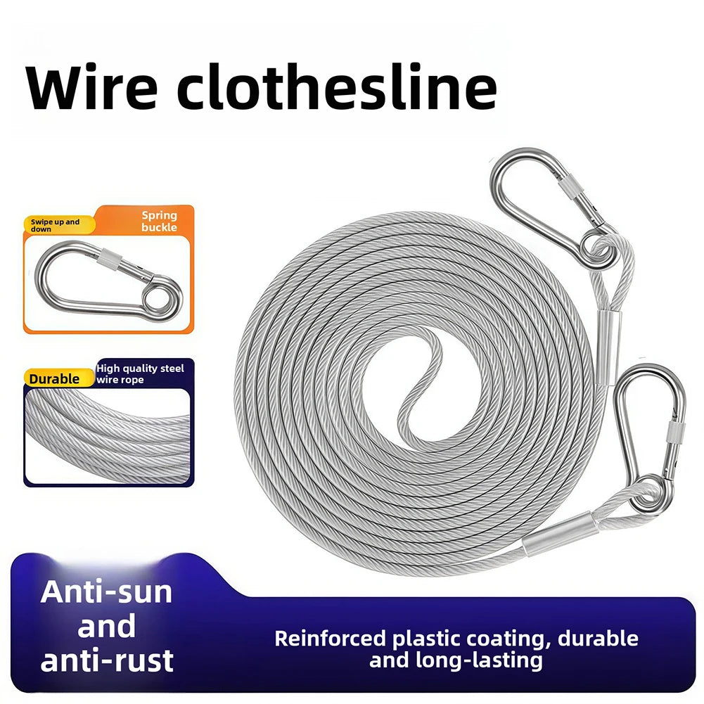 Stainless Steel Clothesline Wire Rope – Adjustable 1–9m Outdoor