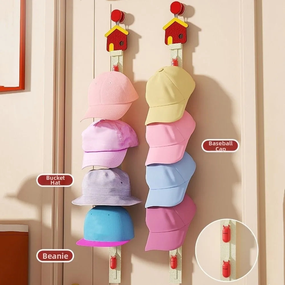 Over-The-Door Hat Organizer with 8 Non-Slip Clips | Space Saver